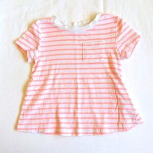 joe fresh neon peach striped white pocket swing t-shirt 4T toddler girls
